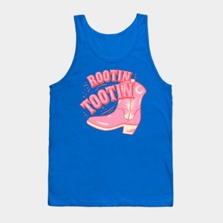 Rootin Tootin | Cowboy Boot Pink Cowgirl Boots Saying Quote Tank Top